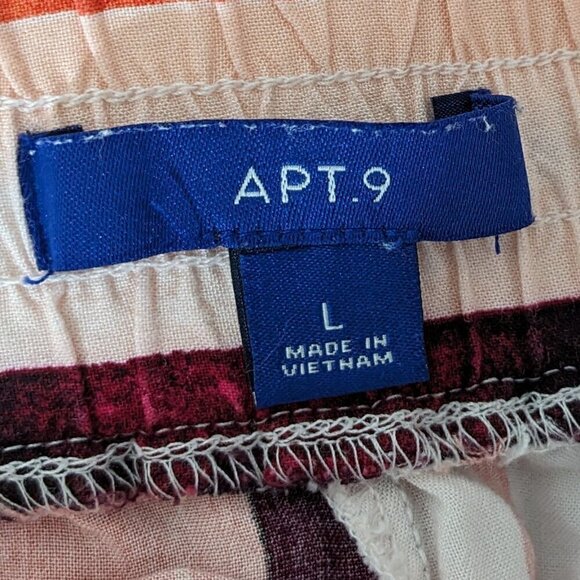 APT. 9 Orange Striped Casual Pull-On Rayon Shorts; Size L - Picture 3 of 5